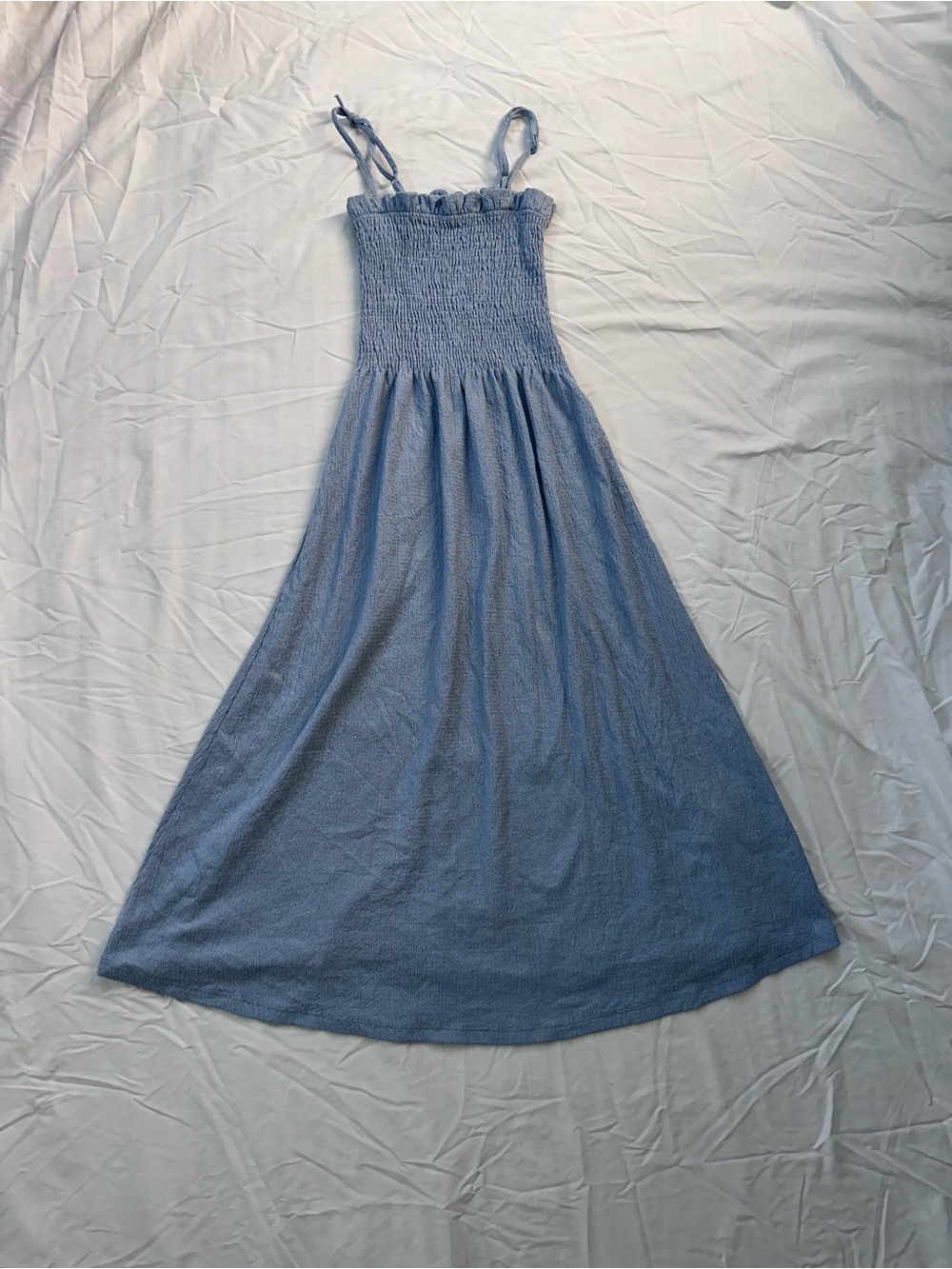 H&M Light Blue Maxi Dress with Smocked Bodice